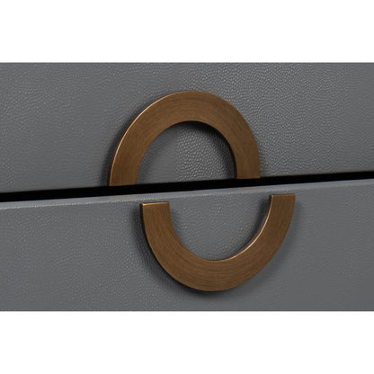 Gabriella Night Stand by Sarreid Ltd.. Made from wood, embossed shagreen leather in a traditional style.