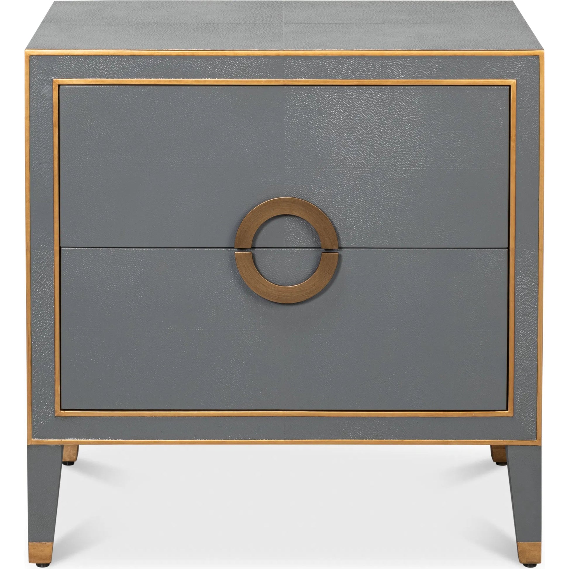 Gabriella Night Stand by Sarreid Ltd.. Made from wood, embossed shagreen leather in a traditional style.