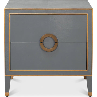 Gabriella Night Stand by Sarreid Ltd.. Made from wood, embossed shagreen leather in a traditional style.
