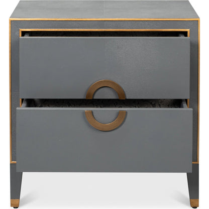 Gabriella Night Stand by Sarreid Ltd.. Made from wood, embossed shagreen leather in a traditional style.