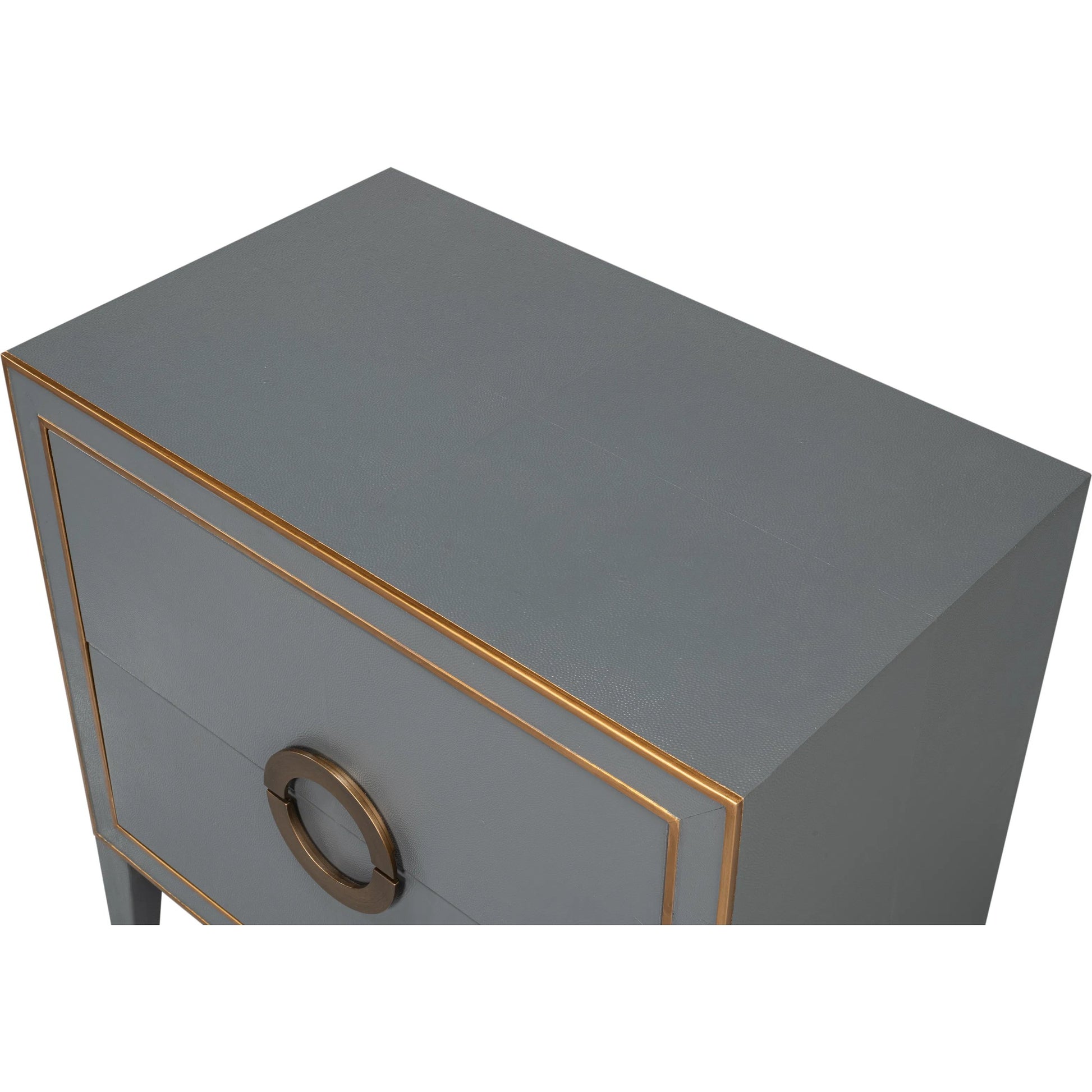 Gabriella Night Stand by Sarreid Ltd.. Made from wood, embossed shagreen leather in a traditional style.