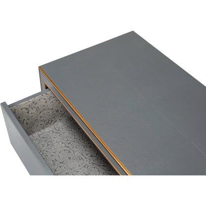 Gabriella Night Stand by Sarreid Ltd.. Made from wood, embossed shagreen leather in a traditional style.