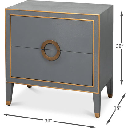 Gabriella Night Stand by Sarreid Ltd.. Made from wood, embossed shagreen leather in a traditional style.