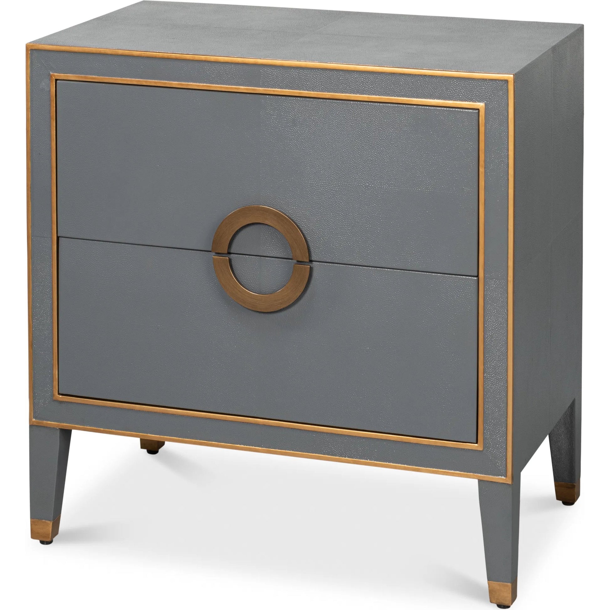 Gabriella Night Stand by Sarreid Ltd.. Made from wood, embossed shagreen leather in a traditional style.