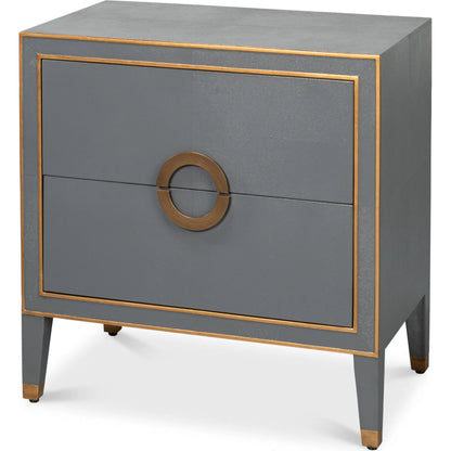 Gabriella Night Stand by Sarreid Ltd.. Made from wood, embossed shagreen leather in a traditional style.