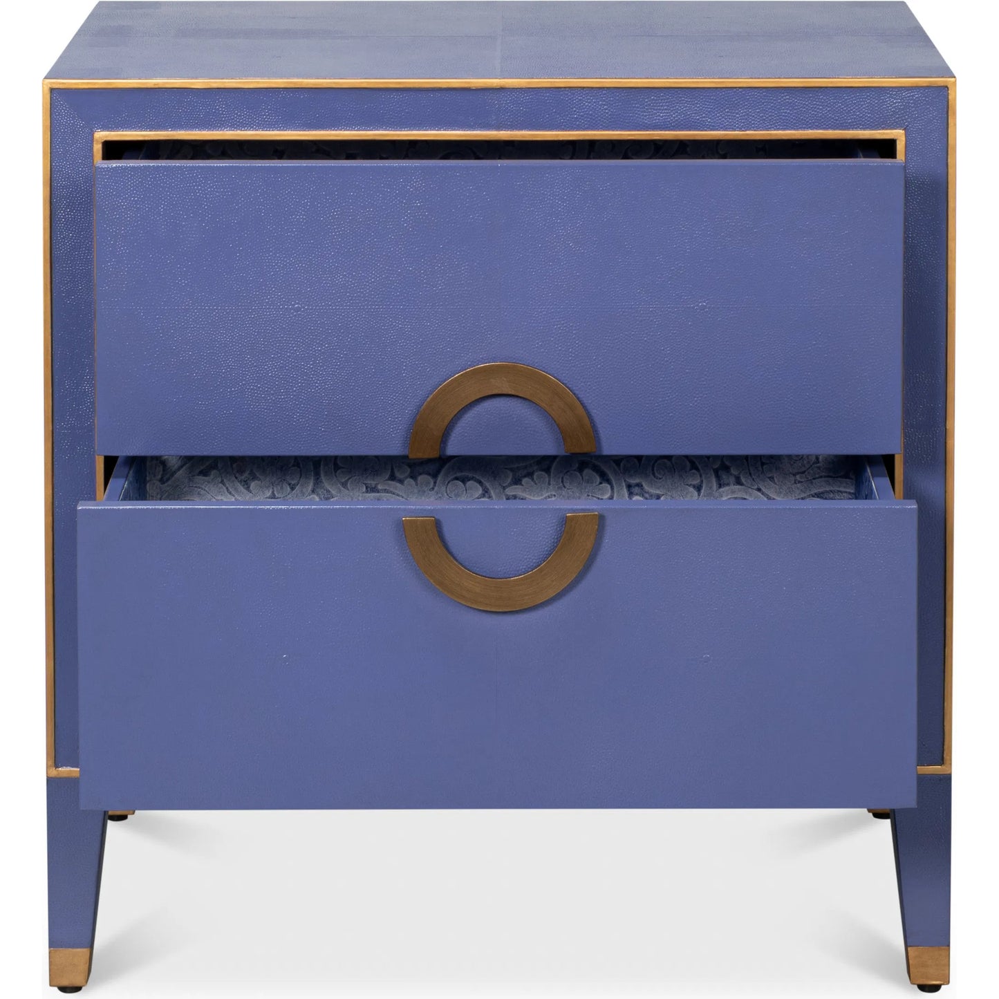 009 SI-2238554 | Additional Silo | Gabriella Night Stand by Sarreid Ltd.. Made from wood, embossed shagreen leather in a traditional style.