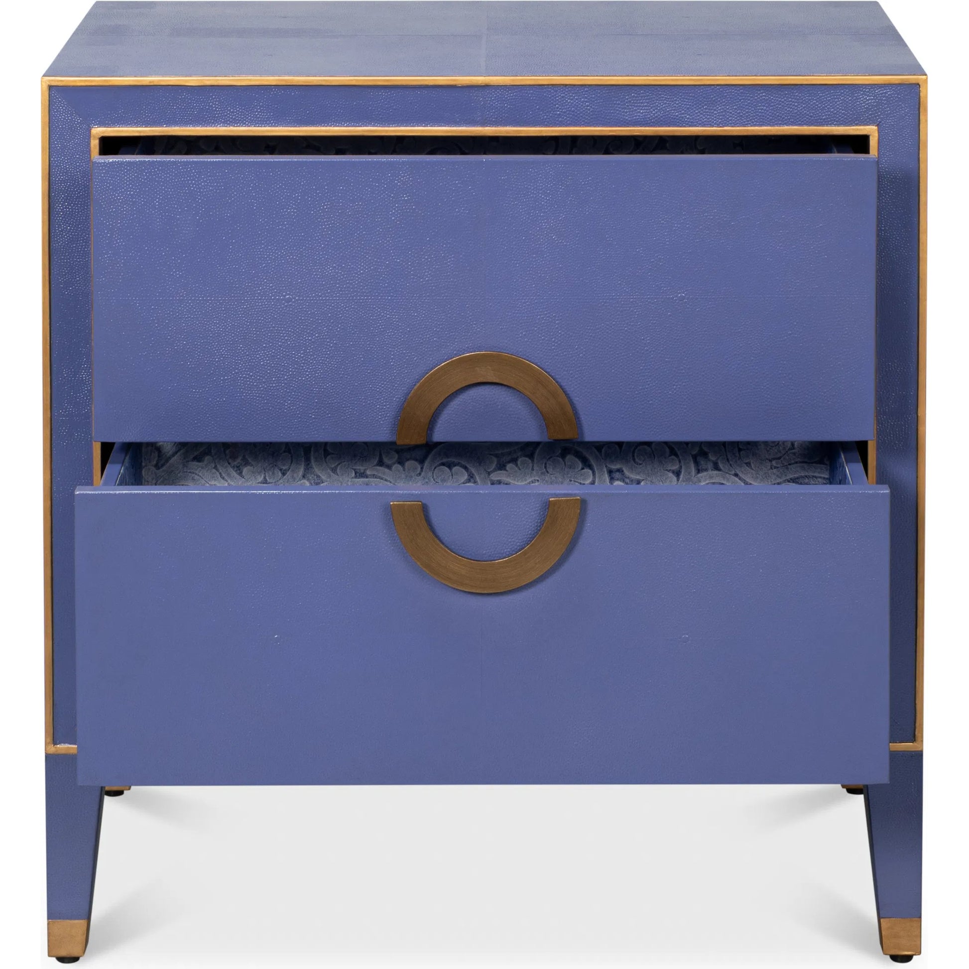 Gabriella Night Stand by Sarreid Ltd.. Made from wood, embossed shagreen leather in a traditional style.