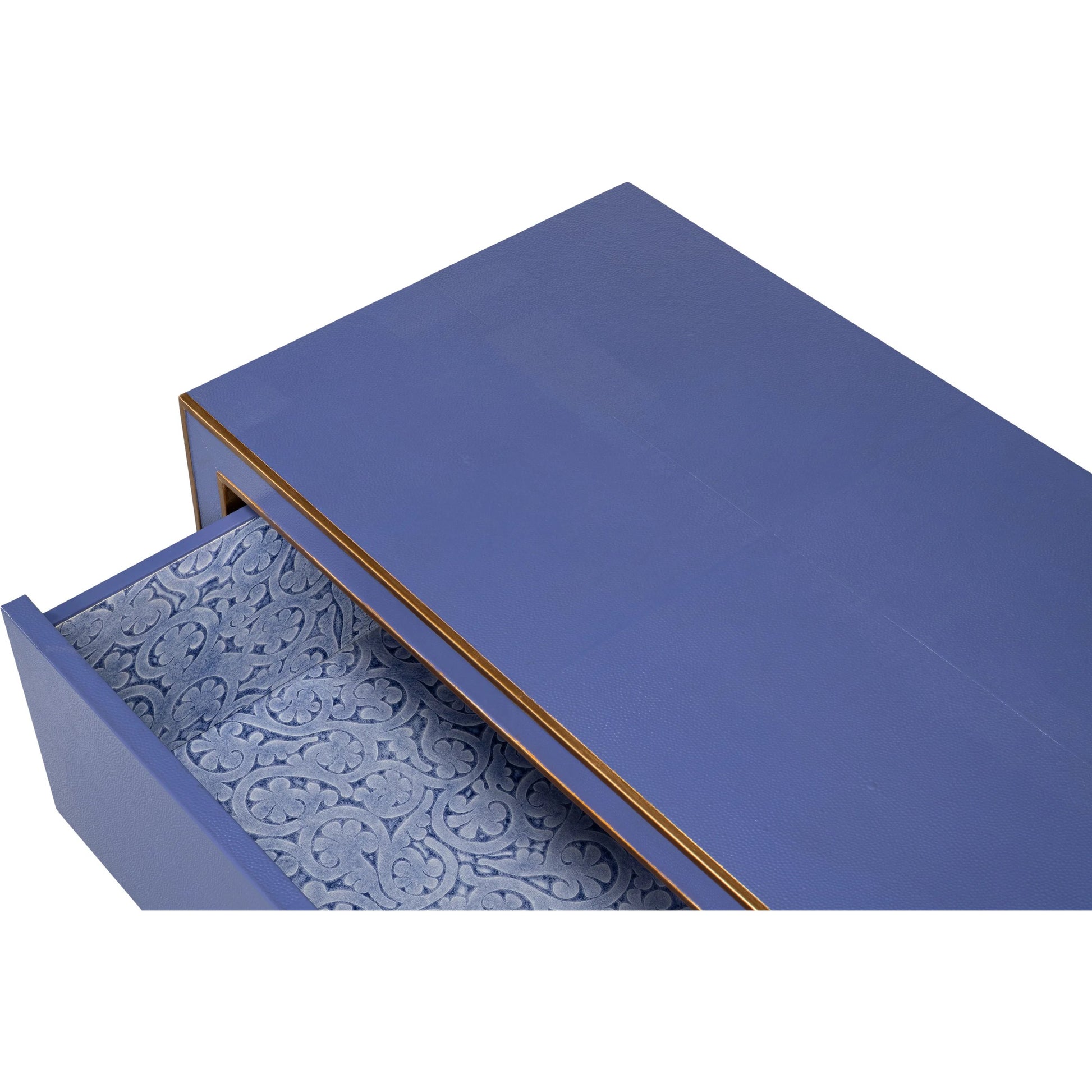 Gabriella Night Stand by Sarreid Ltd.. Made from wood, embossed shagreen leather in a traditional style.