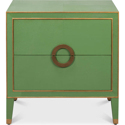 Gabriella Night Stand by Sarreid Ltd.. Made from wood, embossed shagreen leather in a traditional style.