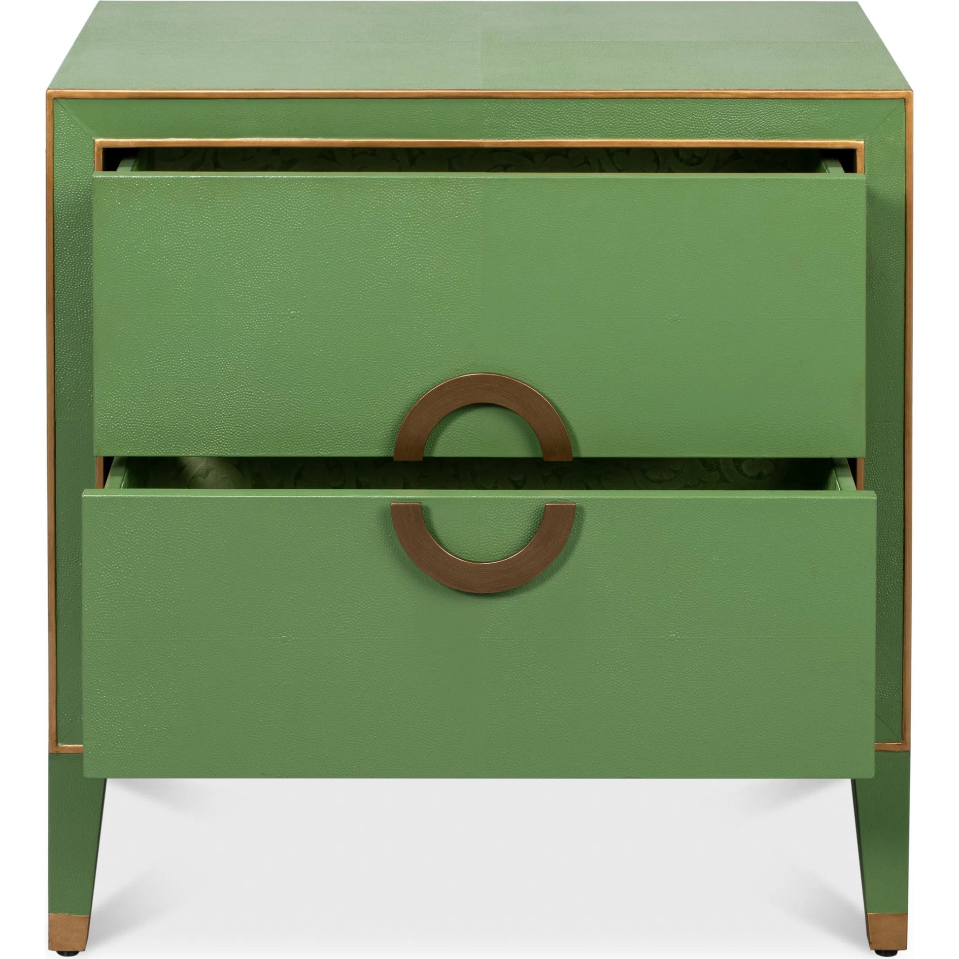 Gabriella Night Stand by Sarreid Ltd.. Made from wood, embossed shagreen leather in a traditional style.