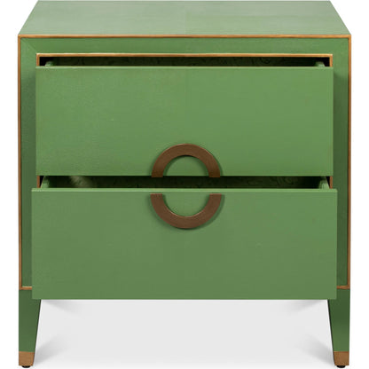 Gabriella Night Stand by Sarreid Ltd.. Made from wood, embossed shagreen leather in a traditional style.