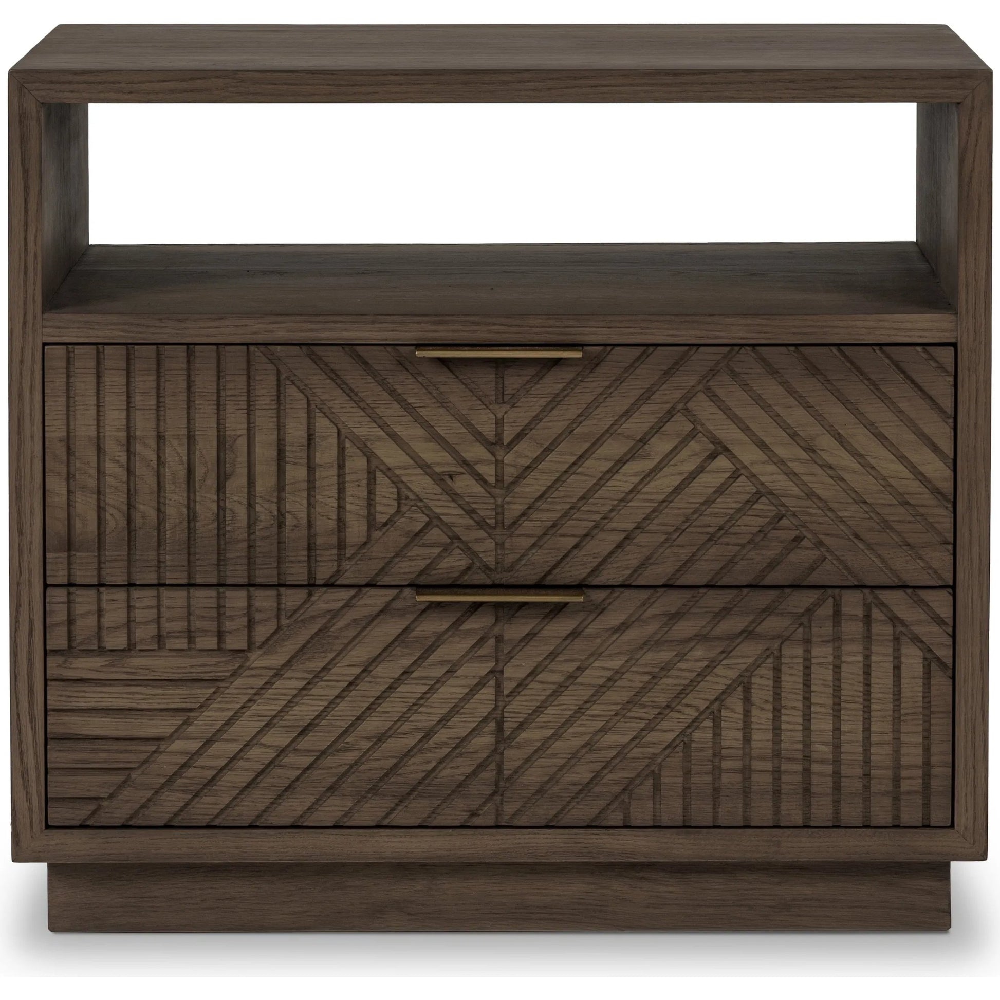 Santa Clara 2-Drawer Wood Nightstand by Classic Home in toasted brown. Made from wood, oak veneer in a modern style.