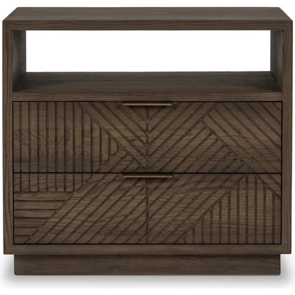 Santa Clara 2-Drawer Wood Nightstand by Classic Home in toasted brown. Made from wood, oak veneer in a modern style.