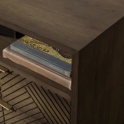 Santa Clara 2-Drawer Wood Nightstand by Classic Home in toasted brown. Made from wood, oak veneer in a modern style.
