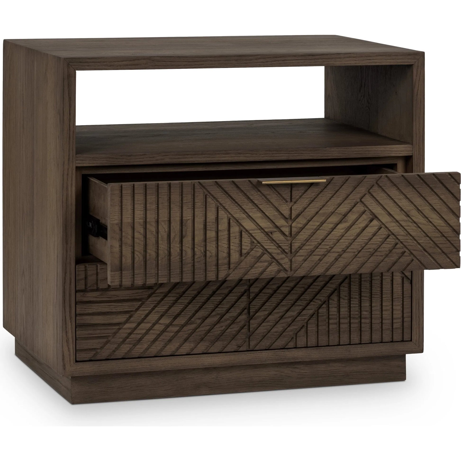 Santa Clara 2-Drawer Wood Nightstand by Classic Home in toasted brown. Made from wood, oak veneer in a modern style.