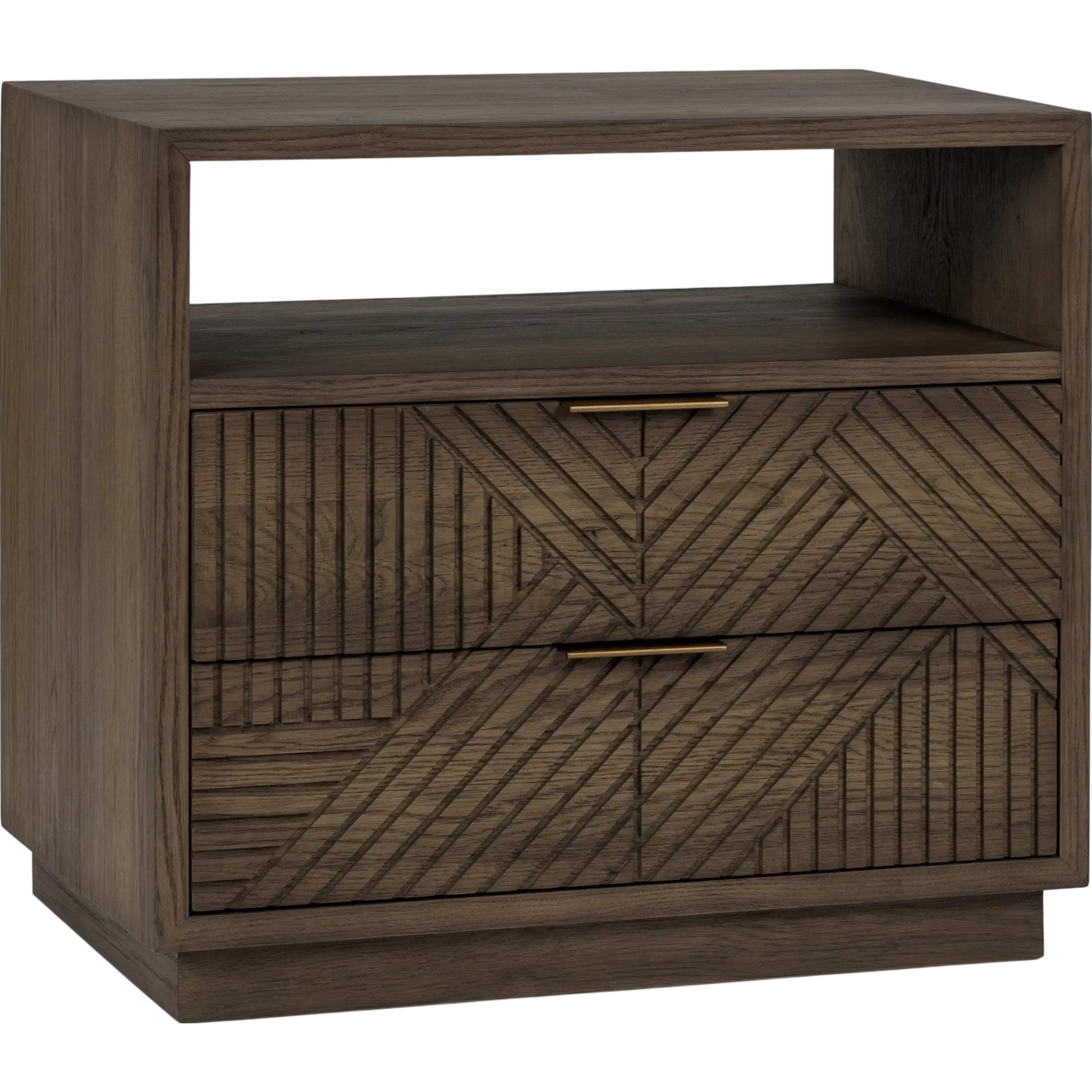 Santa Clara 2-Drawer Wood Nightstand by Classic Home in toasted brown. Made from wood, oak veneer in a modern style.