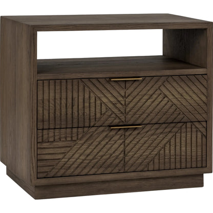 Santa Clara 2-Drawer Wood Nightstand by Classic Home in toasted brown. Made from wood, oak veneer in a modern style.