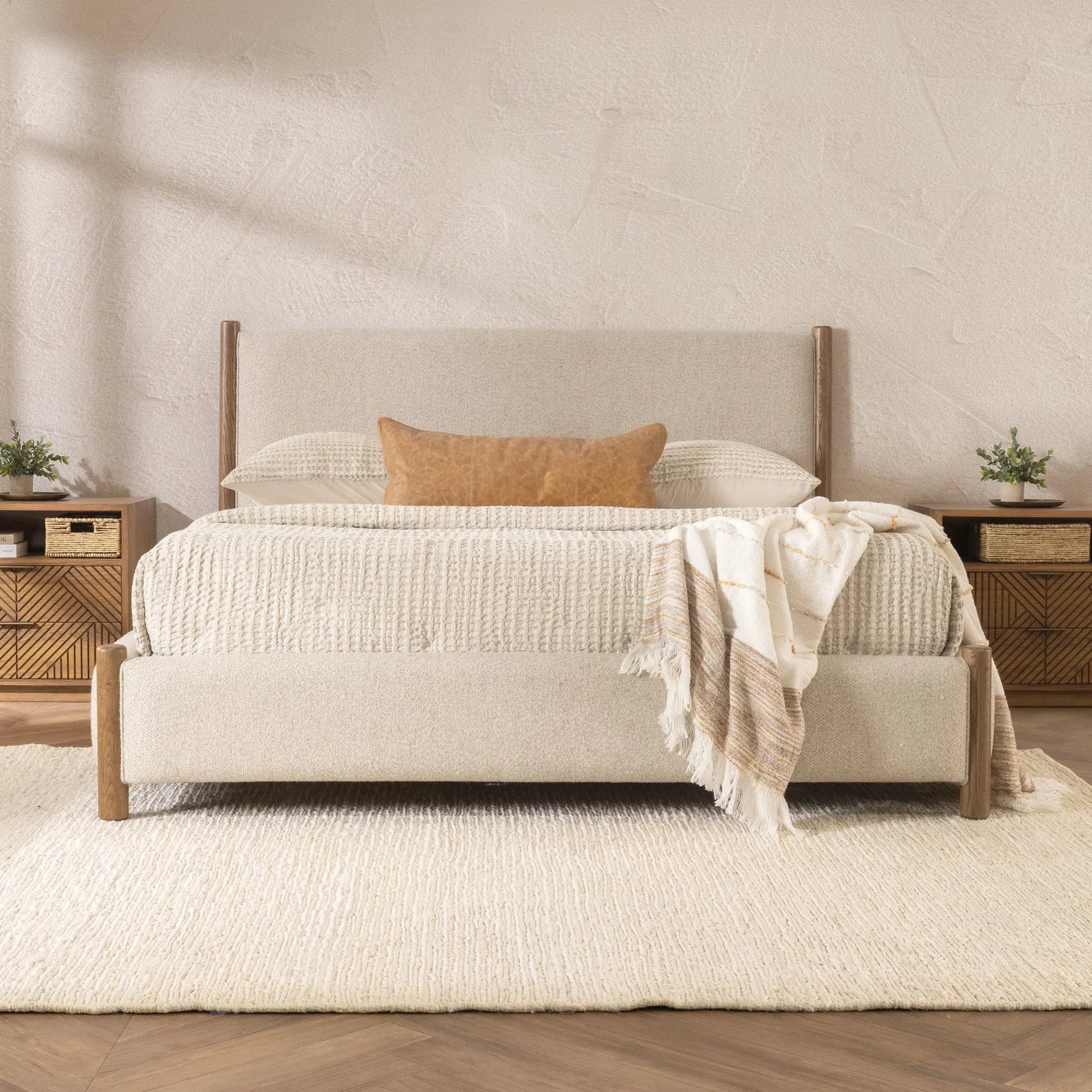 Bennington Bed by Classic Home in dusty beige. Made from unique in a transitional style.