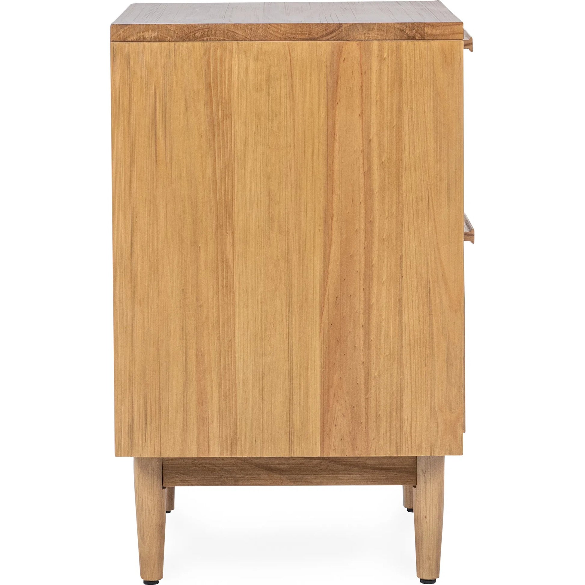 Edris 2-Door Wood Nightstand by Kosas Home in beige. Made from pine wood, cane in a rustic style.