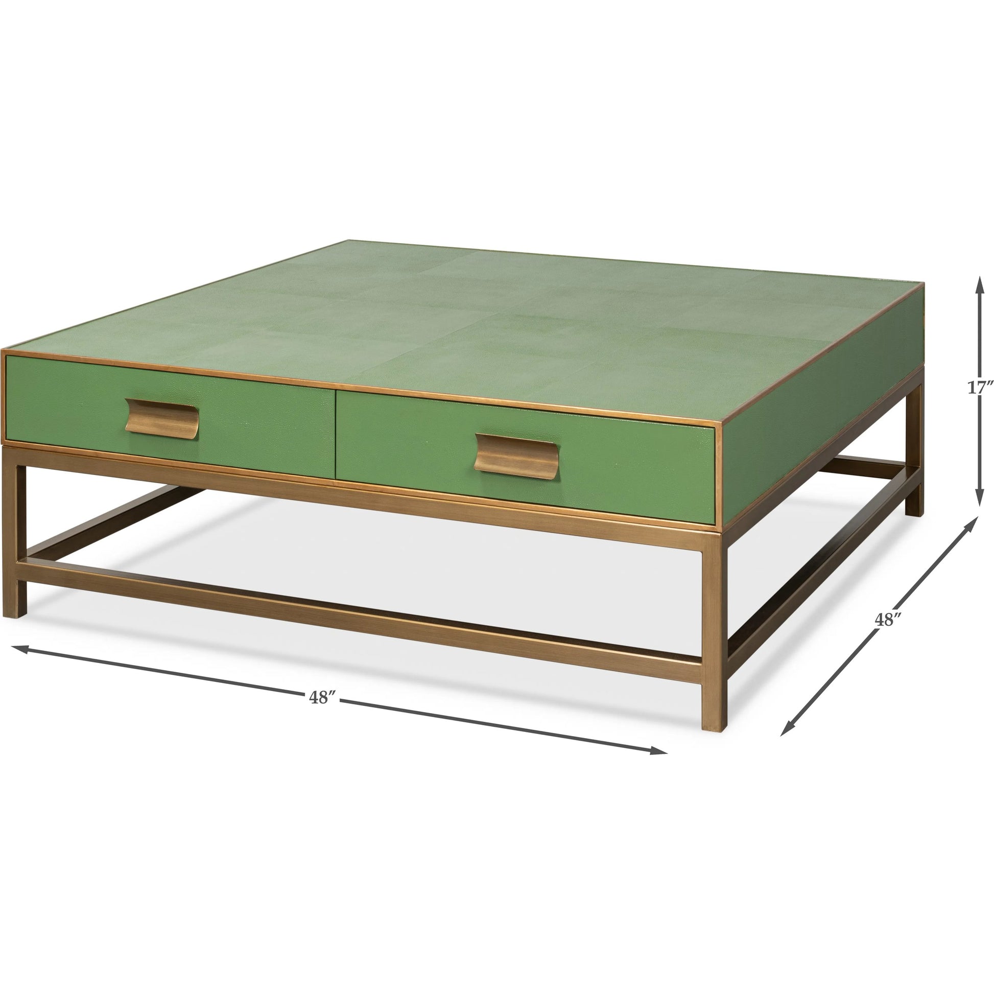 Gideon Shagreen Square Coffee Table by Sarreid Ltd.. Made from wood, leather in a transitional style.