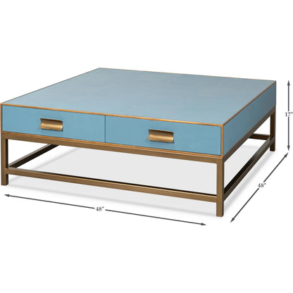 Gideon Shagreen Square Coffee Table by Sarreid Ltd.. Made from wood, leather in a transitional style.