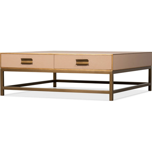 Gideon Shagreen Square Coffee Table by Sarreid Ltd.. Made from wood, leather in a transitional style.