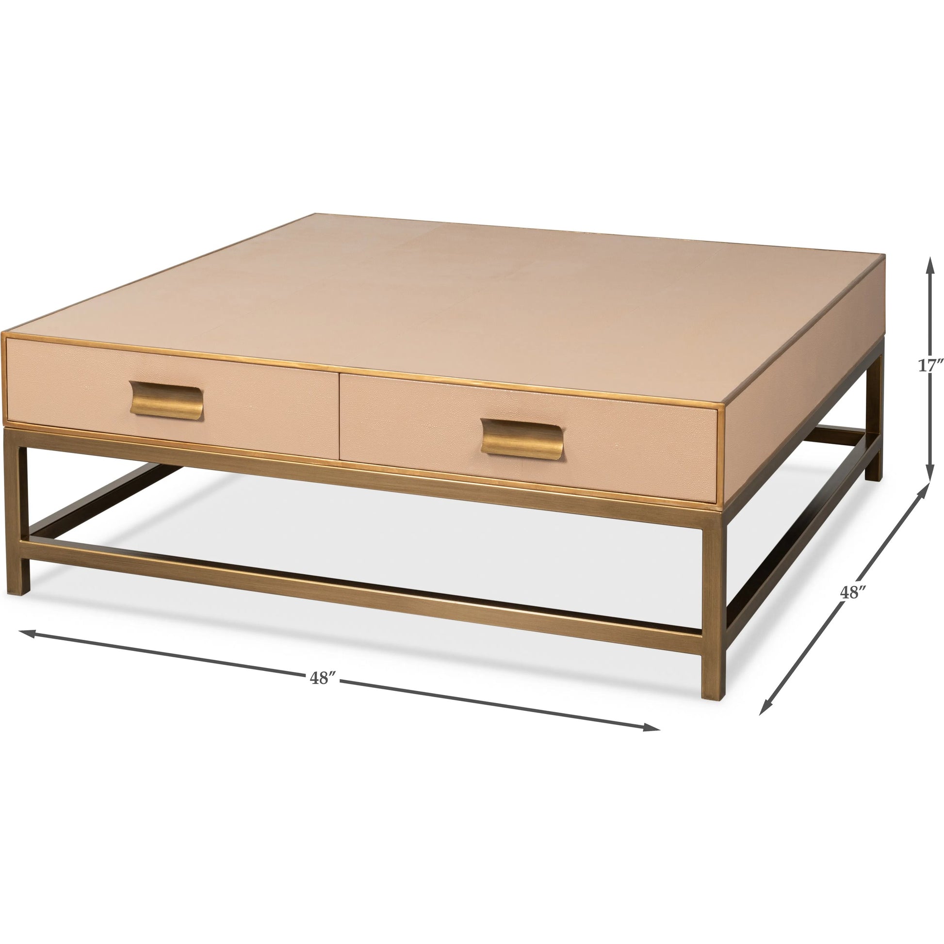 Gideon Shagreen Square Coffee Table by Sarreid Ltd.. Made from wood, leather in a transitional style.