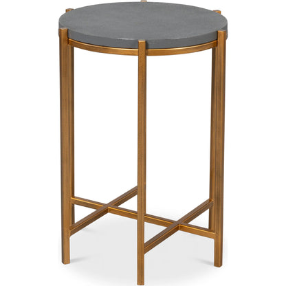 Spence Side Table by Sarreid Ltd.. Made from leather, wood, iron in a transitional style.