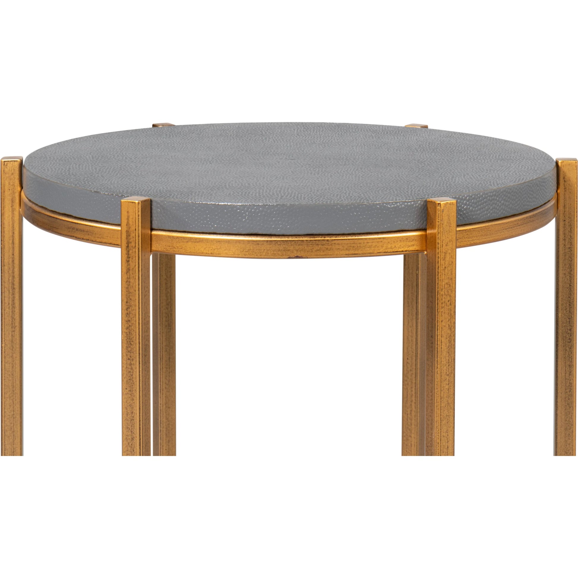 Spence Side Table by Sarreid Ltd.. Made from leather, wood, iron in a transitional style.