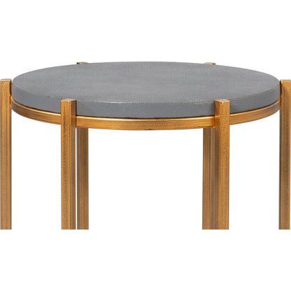 Spence Side Table by Sarreid Ltd.. Made from leather, wood, iron in a transitional style.