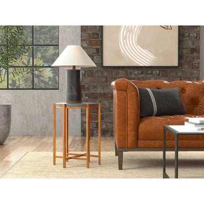 Spence Side Table by Sarreid Ltd.. Made from leather, wood, iron in a transitional style.