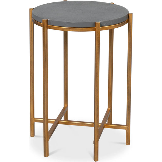 Spence Side Table by Sarreid Ltd.. Made from leather, wood, iron in a transitional style.