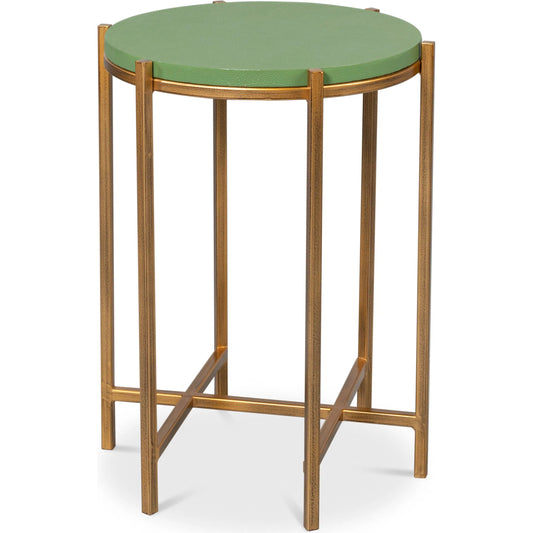 Spence Side Table by Sarreid Ltd.. Made from leather, wood, iron in a transitional style.