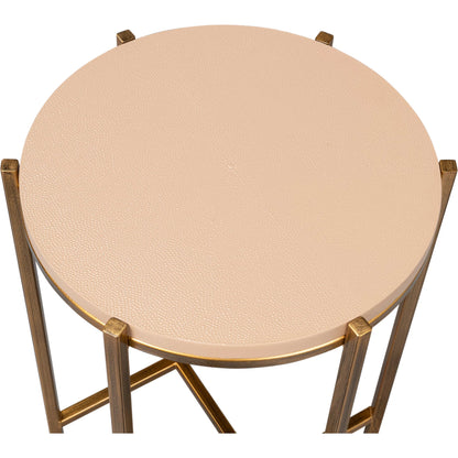 Spence Side Table by Sarreid Ltd.. Made from leather, wood, iron in a transitional style.