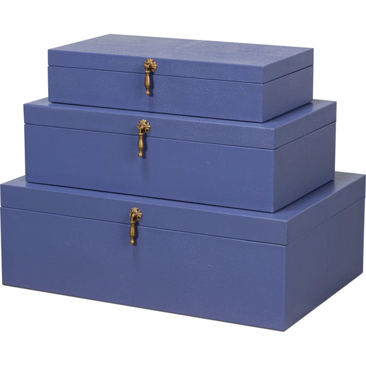 Cosmos Nesting Boxes by Sarreid Ltd.. Made from shagreen leather, wood, brass in a transitional style.