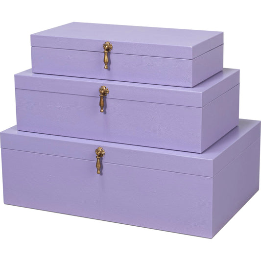 Cosmos Nesting Boxes by Sarreid Ltd.. Made from shagreen leather, wood, brass in a transitional style.