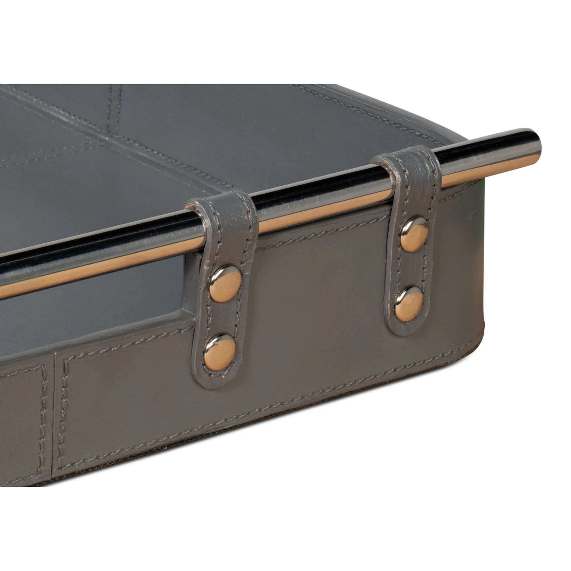 Safari Leather Tray by Sarreid Ltd.. Made from leather, wood, steel in a modern style.