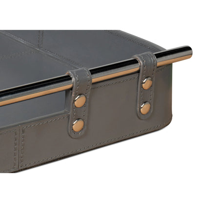 Safari Leather Tray by Sarreid Ltd.. Made from leather, wood, steel in a modern style.