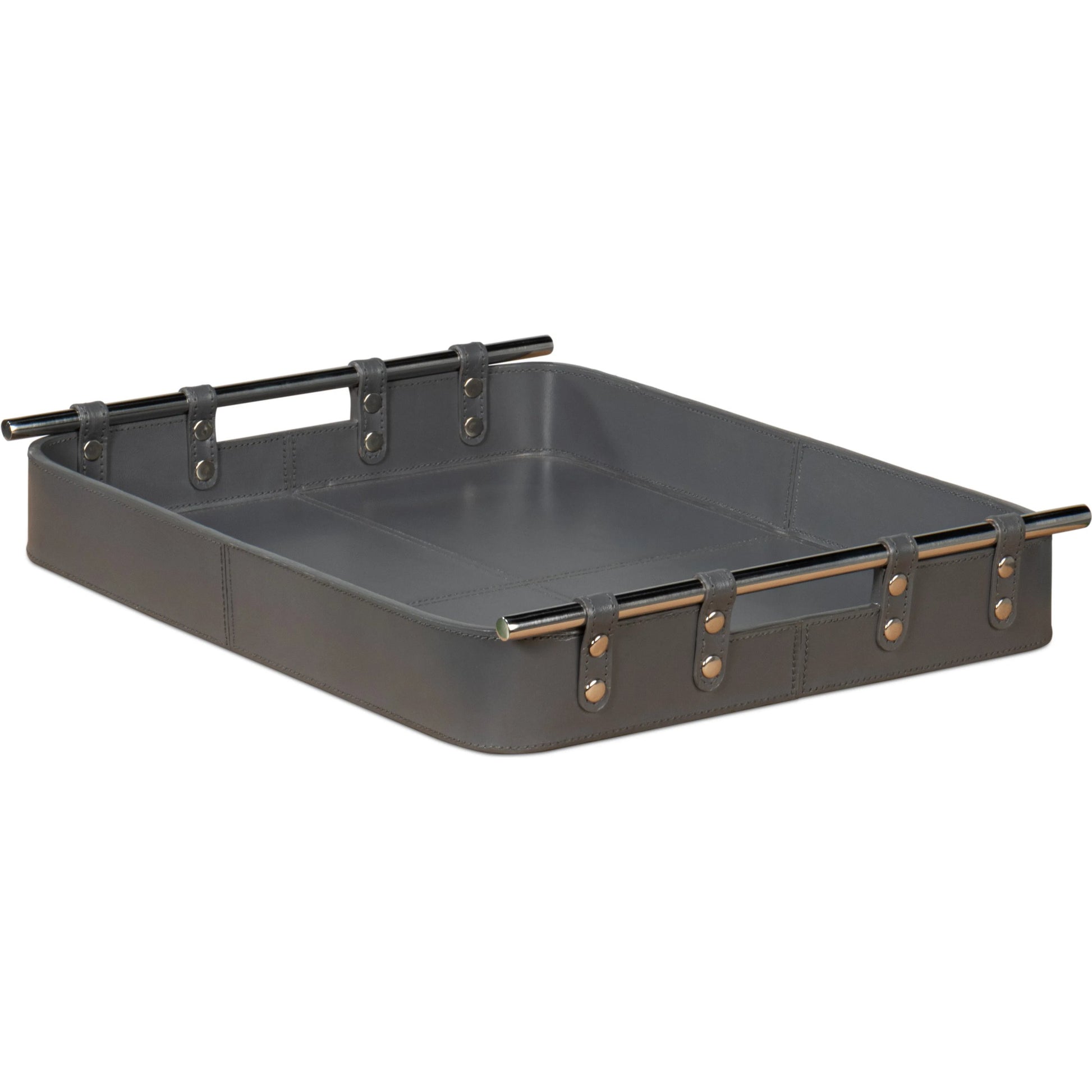 Safari Leather Tray by Sarreid Ltd.. Made from leather, wood, steel in a modern style.