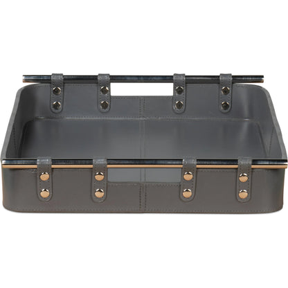 Safari Leather Tray by Sarreid Ltd.. Made from leather, wood, steel in a modern style.