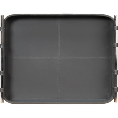 Safari Leather Tray by Sarreid Ltd.. Made from leather, wood, steel in a modern style.