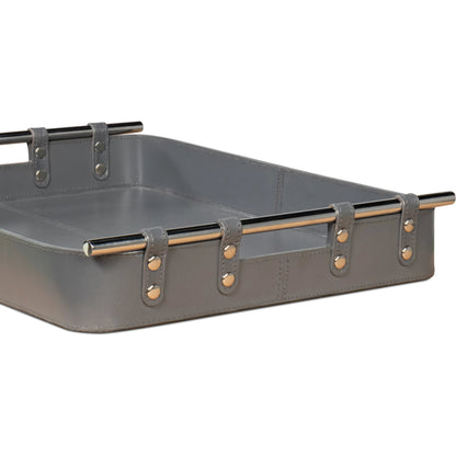 Safari Leather Tray by Sarreid Ltd.. Made from leather, wood, steel in a modern style.
