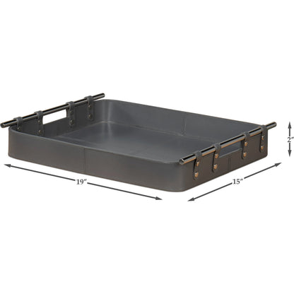 Safari Leather Tray by Sarreid Ltd.. Made from leather, wood, steel in a modern style.