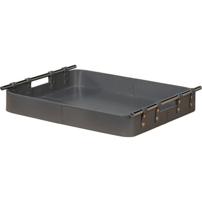 Safari Leather Tray by Sarreid Ltd.. Made from leather, wood, steel in a modern style.