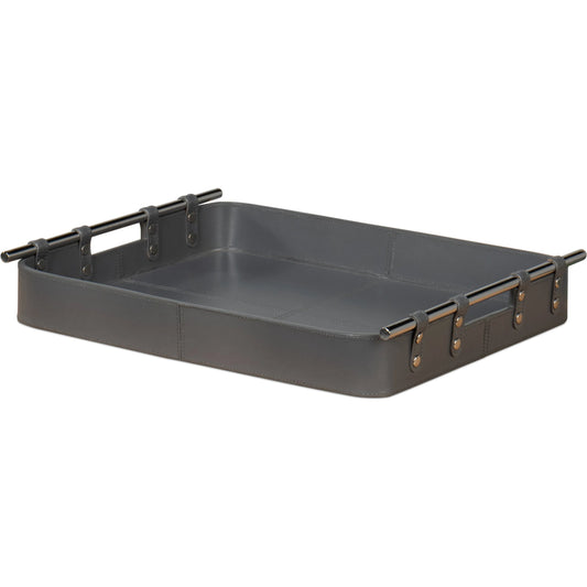 Safari Leather Tray by Sarreid Ltd.. Made from leather, wood, steel in a unique style.