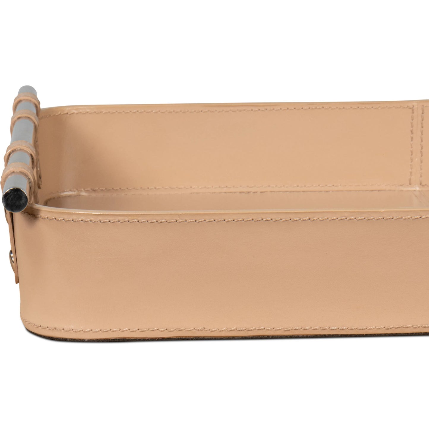 035 SI-2238575 | Closeup | Safari Leather Tray by Sarreid Ltd.. Made from leather, wood, steel in a modern style.