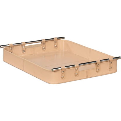 Safari Leather Tray by Sarreid Ltd.. Made from leather, wood, steel in a modern style.