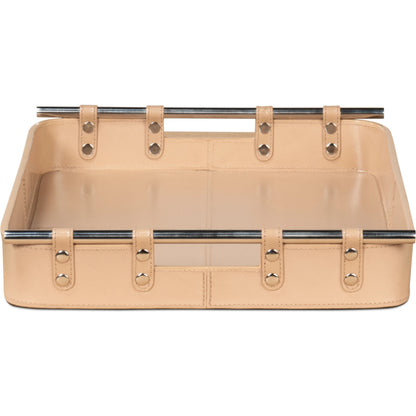 Safari Leather Tray by Sarreid Ltd.. Made from leather, wood, steel in a modern style.