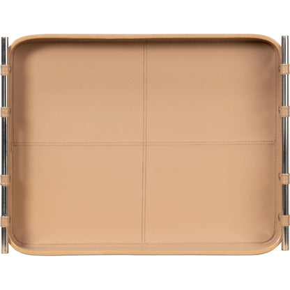 Safari Leather Tray by Sarreid Ltd.. Made from leather, wood, steel in a modern style.
