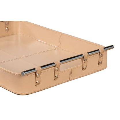 Safari Leather Tray by Sarreid Ltd.. Made from leather, wood, steel in a modern style.